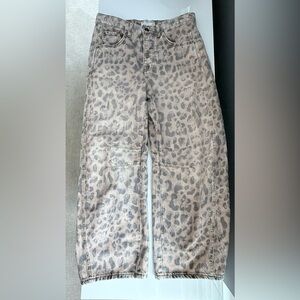 We The Free Mid-Rise Barrel Jeans - Free People - Leopard